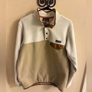 Patagonia  Synchilla White and Tan Fleece Pullover Sz large
